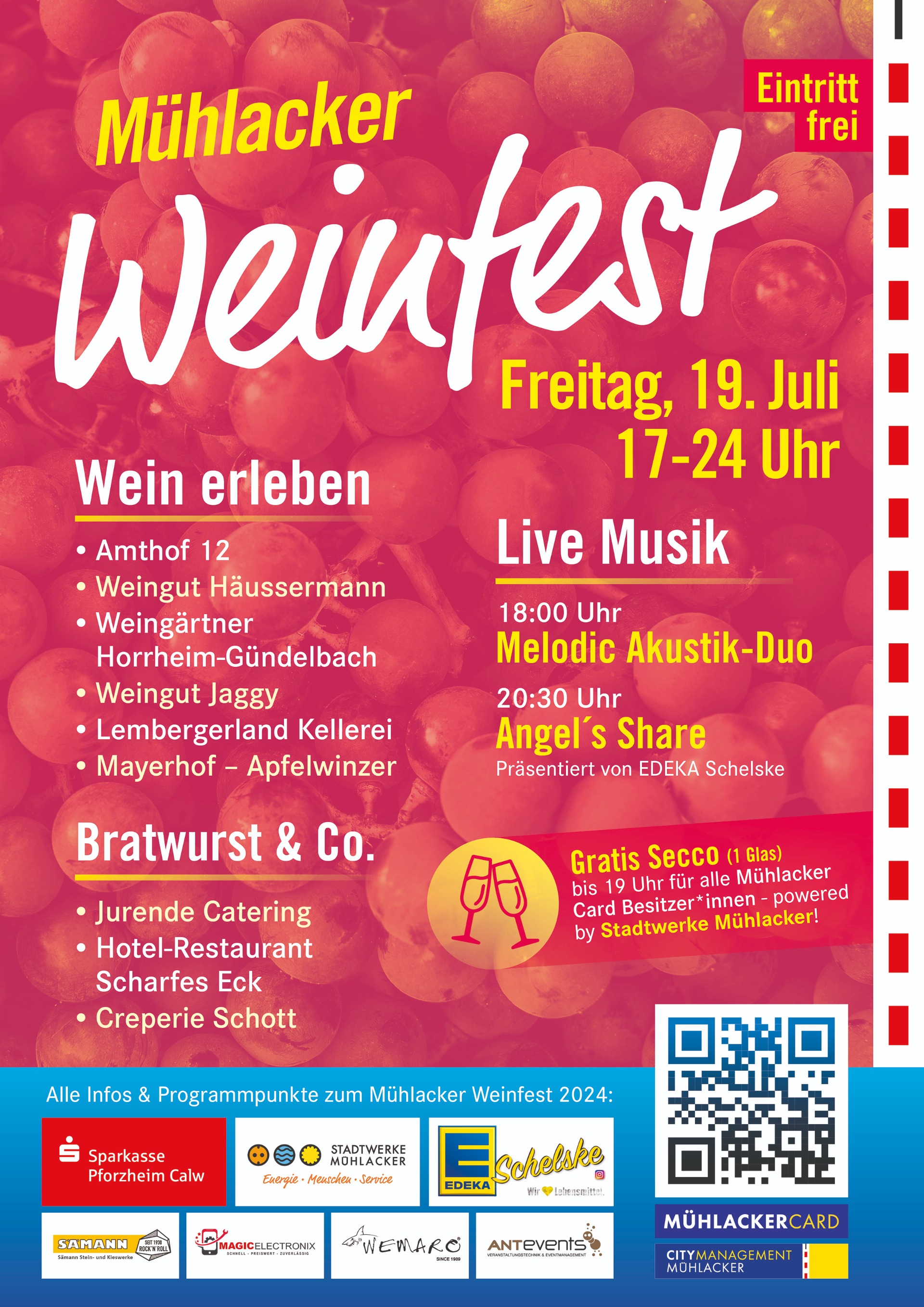 Mühlacker Weinfest 2024 - 19. Juli ab 17 Uhr
